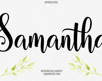 Digital font Calligraphy Handwritten Script Wedding Watercolor Instant Download fonts Samantha