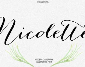 Digital font Calligraphy Handwritten Script Wedding Watercolor Instant Download fonts Nicolette