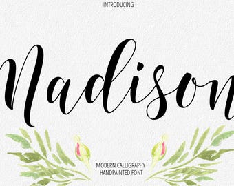 Digital font Calligraphy Handwritten Script Wedding Watercolor Instant Download fonts Madison