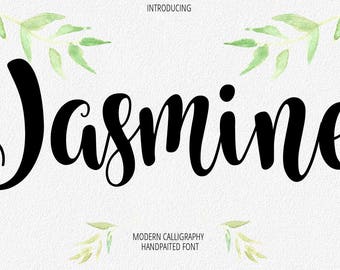 Digital font Calligraphy Handwritten Script Wedding Watercolor Instant Download fonts Jasmine