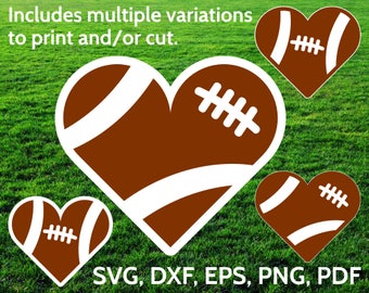 Football Heart SVG designs - Football Love SVG cut files for Cricut & Silhouette - Football SVG clipart