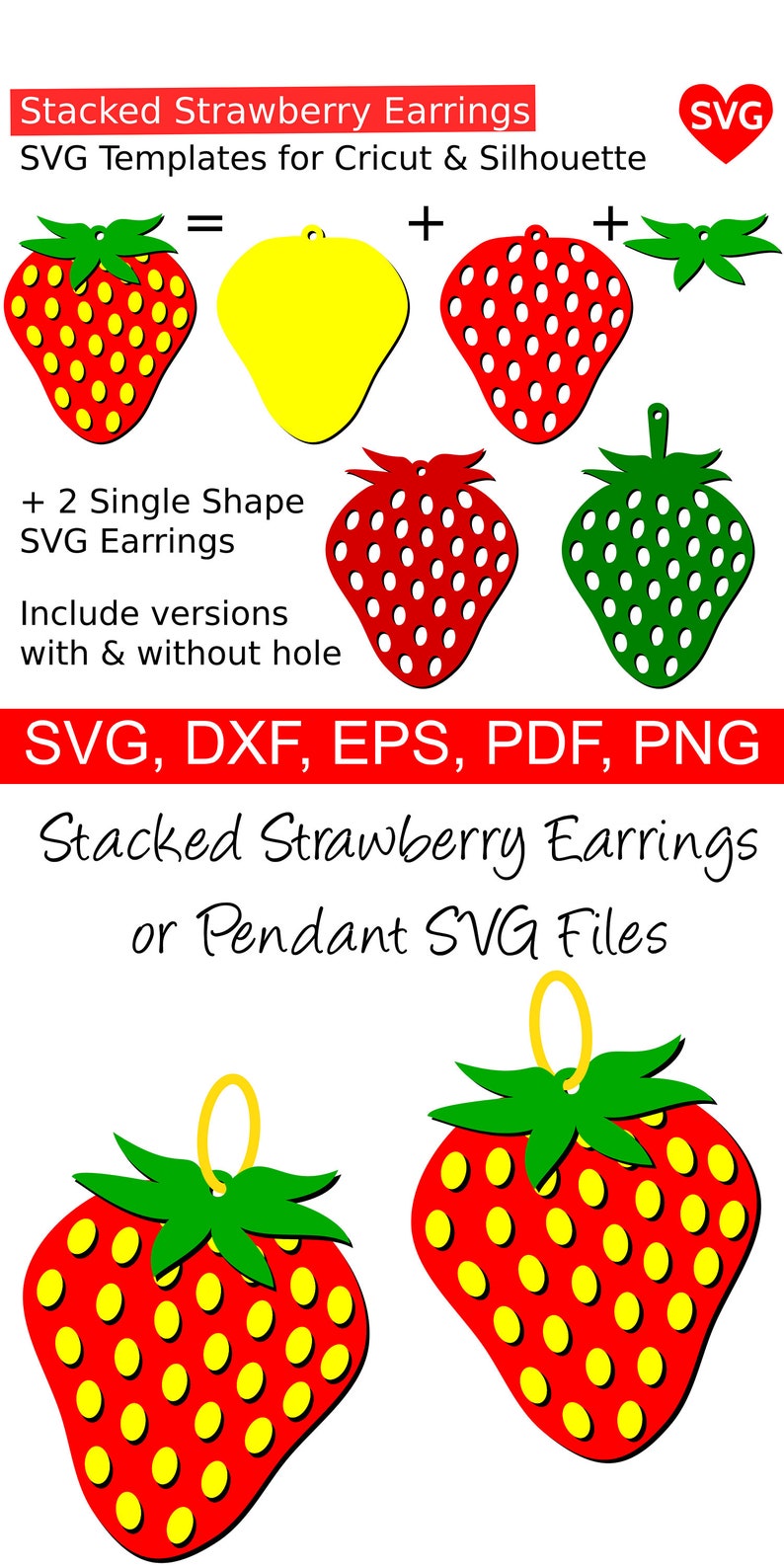 Download Strawberry Earrings SVG Files for Cricut Silhouette DIY | Etsy