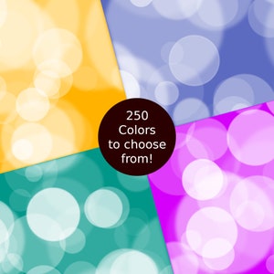 May include: Four squares of color with a white circle pattern. The colors are yellow, blue, green, and purple. The center square has a black circle with the text "250 Colors to choose from!"