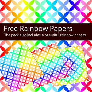 Japanese Diamonds Digital Paper Pack, Rainbow Colors Traditional Japanese Shippou Geometric Pattern, Geometric Digital Papers Circles image 6