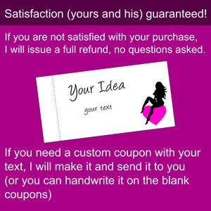 Satisfaction guaranteed Printable Very Naughty Coupons Book for Him, Valentine's Day Gift for Him, Hot Coupons, Erotic Coupons, Sex Coupons image 6