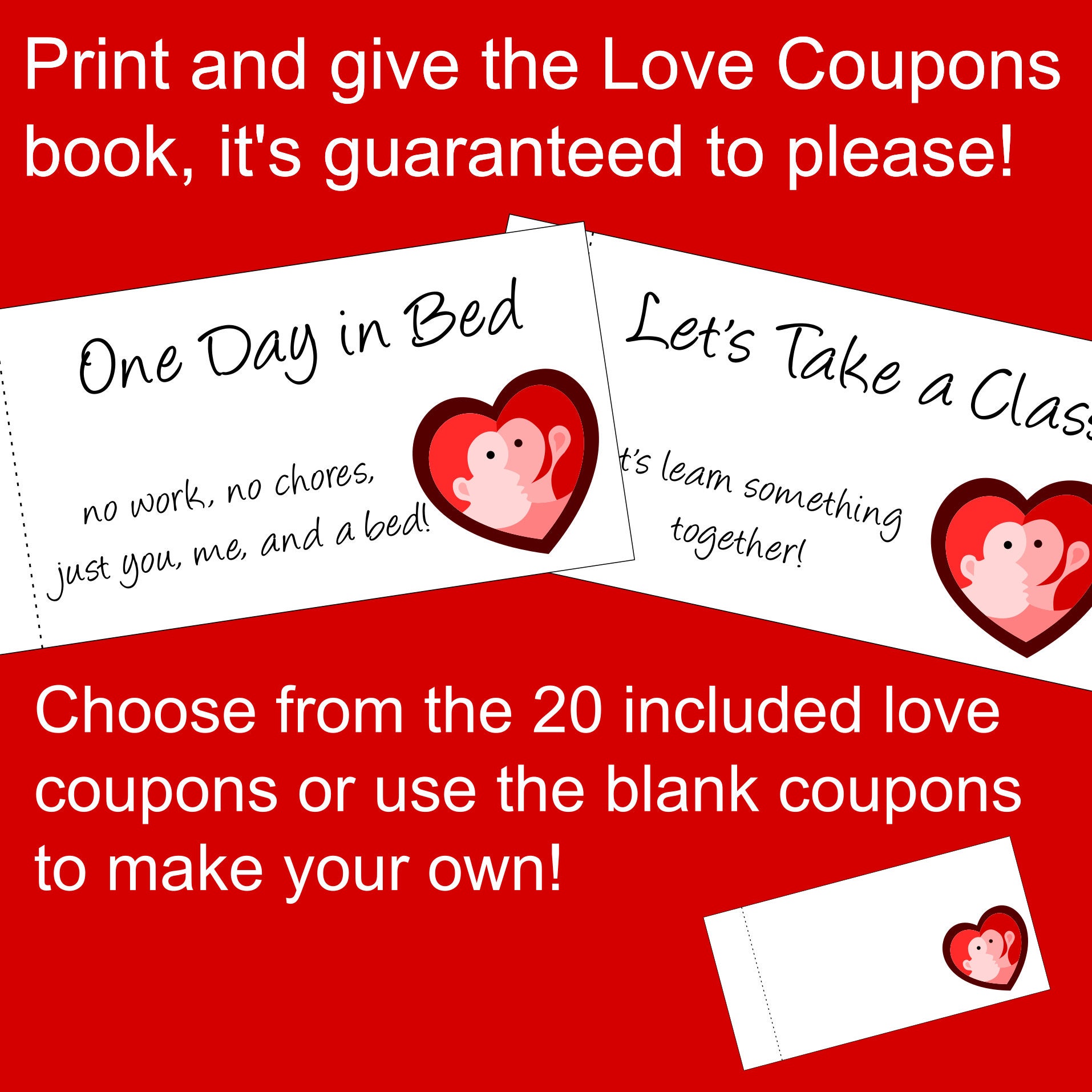 Printable Love Coupons Book For Him And Her Valentine S Etsy