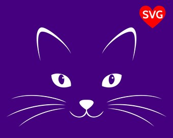 Cat Face SVG File for Cricut and Silhouette, Cute Kitty Face SVG, Cat SVG files, Cat face clipart, Kitten Svg Files for Silhouette, Cat dxf