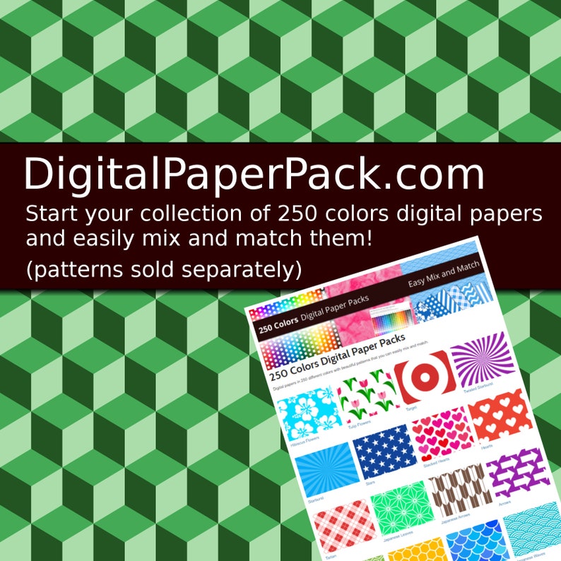 Puede incluir: Un paquete de papel digital con 250 colores. La imagen muestra una variedad de patrones, incluyendo flores, estrellas, corazones y rayas. El texto en la imagen dice "250 Colores Paquetes de Papel Digital" y "F&aacute;cil de mezclar y combinar".