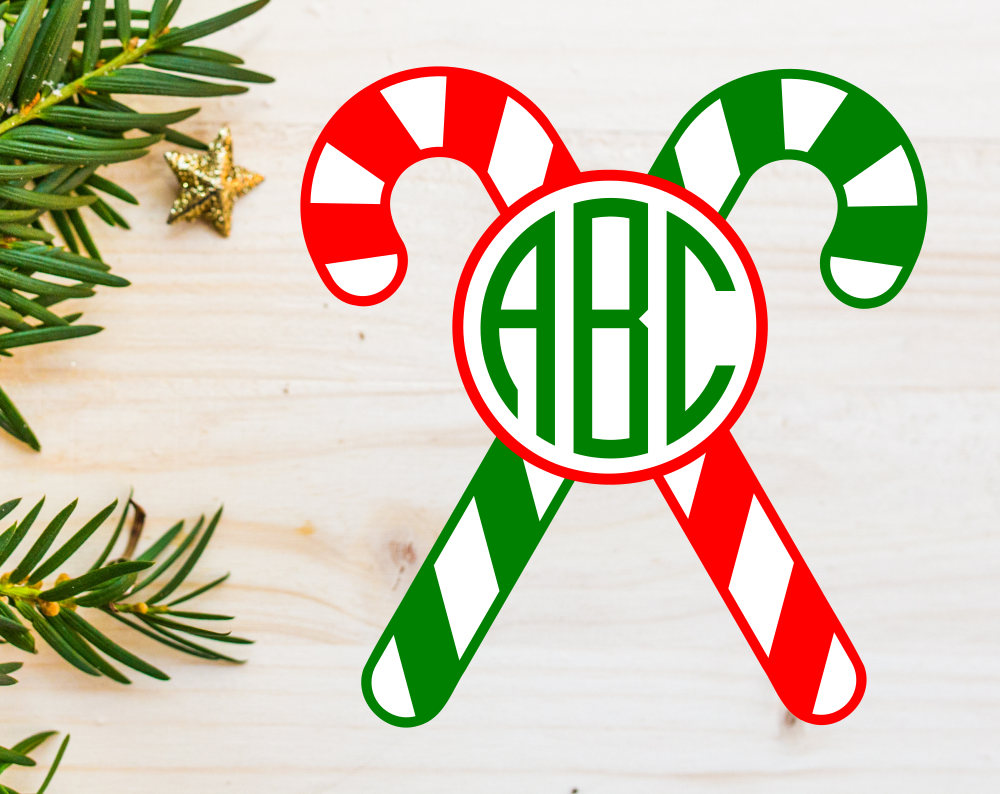 Download Candy Cane Monogram Frame Svg File For Cricut Silhouette Green And Red Candy Canes Svg Monogram Frame Christmas Monogram Frame Svg Dxf