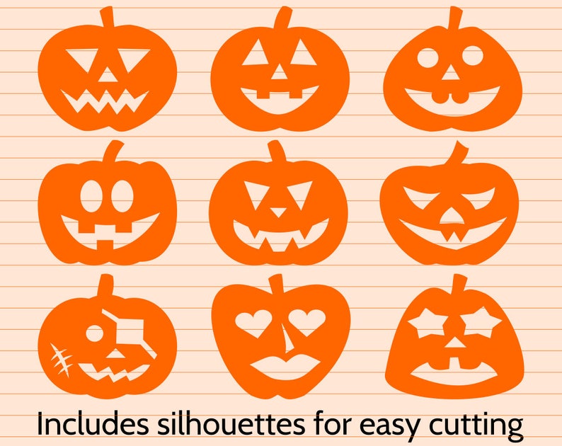 Download 9 Halloween Pumpkins SVG files for Cricut & Silhouette. | Etsy