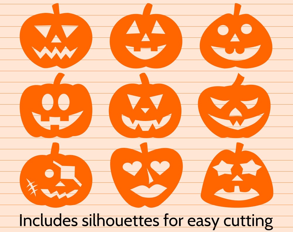 Jack O Lantern SVG, Pumpkin Clip Art, Jack O' Lantern Silhouette, Hand  Drawn Line Art, Halloween Cut File for Cricut, Halloween Stencil PNG 