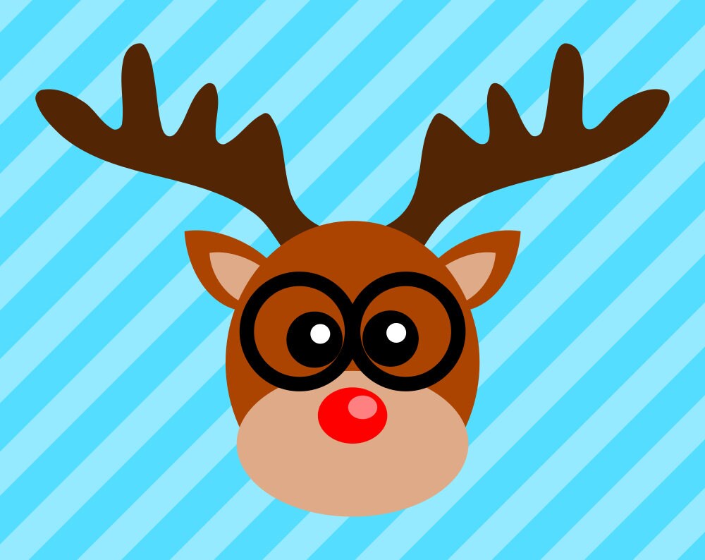 Download Reindeer Face with Glasses SVG file, Dear Rudolph Head SVG ...