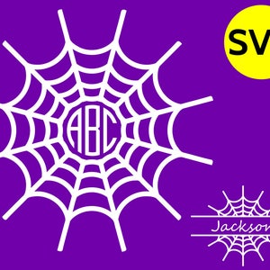 SVG Spider Web Monogram Frame SVG - Spiderweb / Cobweb Circle and Split Horizontal Monogram Frames - Monogram font not included