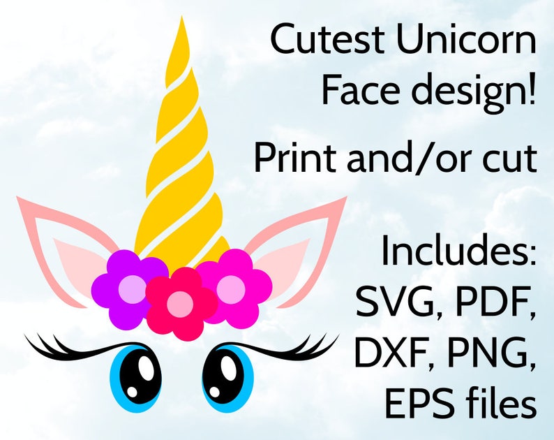 Download Unicorn Face SVG with Flowers Horn Eyelashes and Big Cute ...