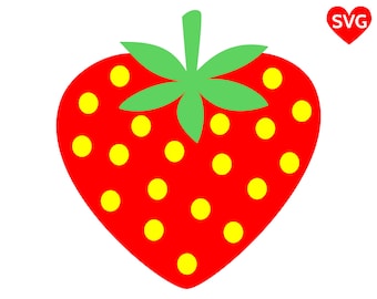 A big, red, sweet and juicy heart shaped Strawberry SVG File for Cricut and Silhouette to make shirts and cards for this Summer