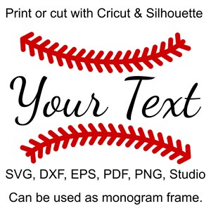 Baseball Stitches SVG Files, Baseball Laces SVG file for Cricut, Baseball Split Monogram Frame SVG files for Silhouette, Baseball Stich svg image 4