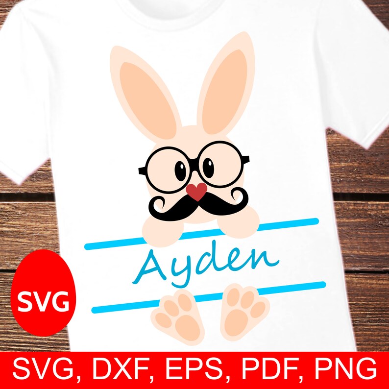 Download Boy Hipster Easter Bunny Monogram Frame SVG file for Cricut | Etsy