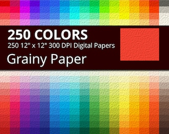 Grainy Paper Digital Paper Pack, 250 Colors Grainy Scrapbook Paper Download, Rainbow Colors Grainy Texture, Grainy Paper Background JPG