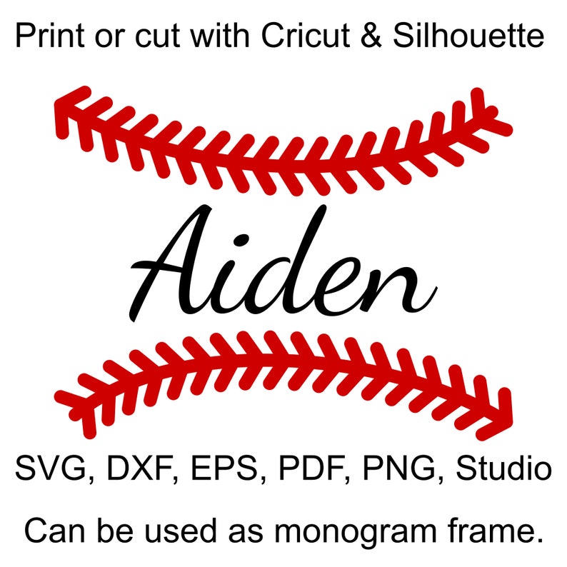 Baseball Stitches SVG Files, Baseball Laces SVG file for Cricut, Baseball Split Monogram Frame SVG files for Silhouette, Baseball Stich svg image 2