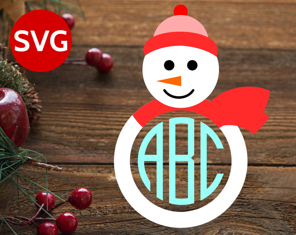 Download SVG Snowman Monogram Frame SVG cut file for Cricut & Silhouette - Snowman Circle Monogram Frame ...