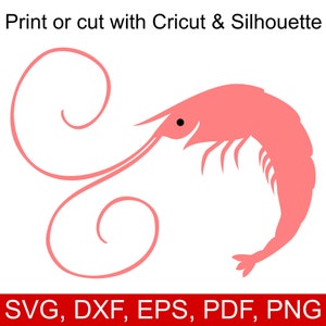Shrimp SVG file for Cricut and Silhouette, Shrimp DXF,  Happy Shrimp clipart,  Shrimp printable, Sea Food clip art and Summer SVG files,