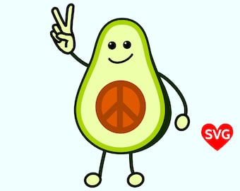 Avocado Peace Sign SVG File, Printable Peace Clipart, Peace Avocado Clip Art, Peace SVG File, Peace SVG files for Cricut, Cool Peace Design