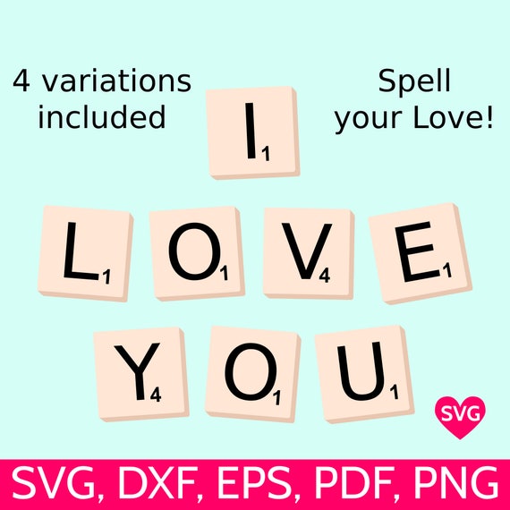 I Love You Svg File I Love You Clipart I Love You Scrabble Etsy