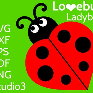 Lieveheersbeestje SVG - Leuke lovebug met hart - Cut File voor Cricut & Silhouette - Love Lady Bug / Beetle Insect Vector Clipart - DXF EPS png-bestand