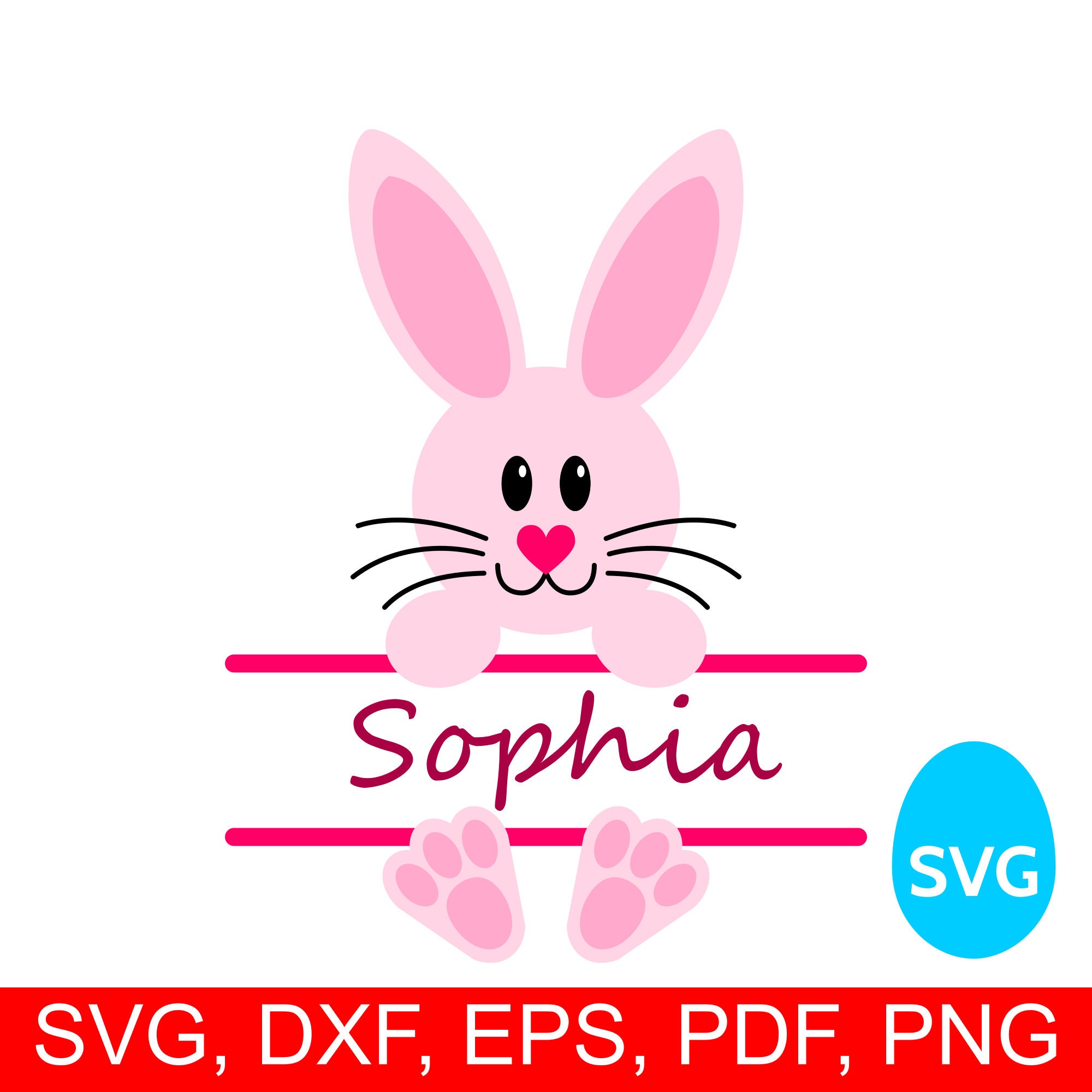 Easter Bunny Split Monogram Frame for Girls SVG file and printable clipart Easter Bunny Split Monogram Frame for Girls SVG file and printable clipart