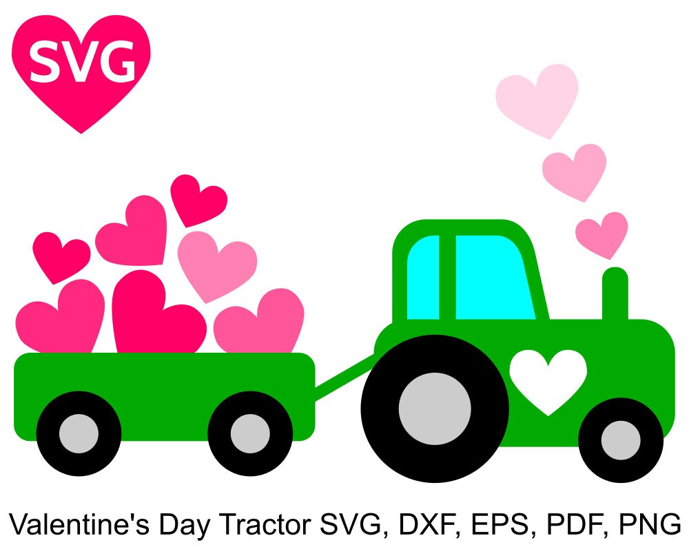 Download A Cute Love Tractor With Hearts Svg Design For Valentine S Day