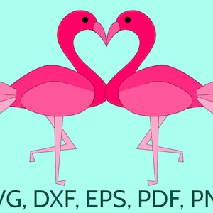Casal Flamingo SVG - Adoro flamingos. Pássaros flamingos beijando fofos fazendo um coração! Arquivo de corte para Cricut e Silhouette para cartões de casamento, etc.