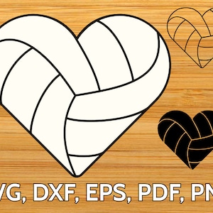 Desenhos SVG de coração de voleibol - arquivos de corte SVG de amor de voleibol para Cricut e Silhouette - clipart SVG de voleibol