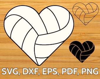 Volleyball Heart SVG designs - Volleyball Love SVG cut files for Cricut & Silhouette - Volleyball SVG clipart