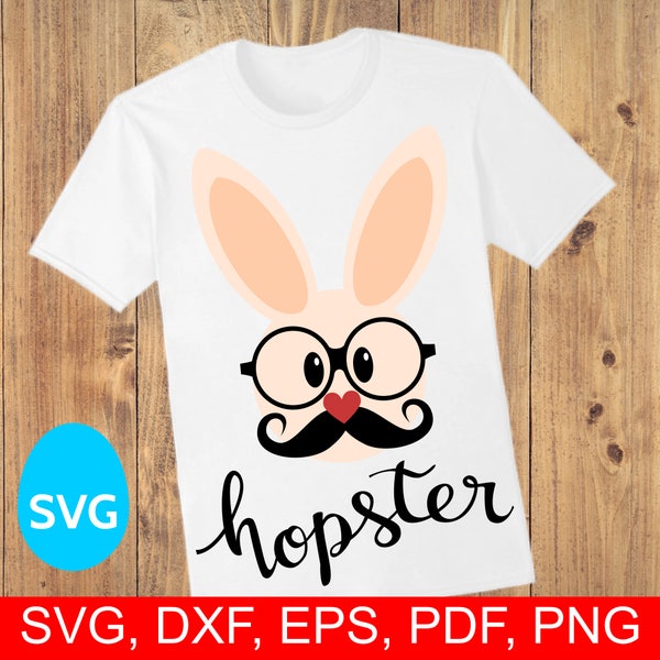 Mr Easter Hopster Bunny SVG file, Mister Easter Hipster Bunny SVG, Printable Hipster Bunny Clipart, Easter Bunny Face SVG, Easter Bunny Dxf