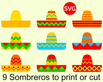 9 Sombrero SVG Files for Cinco de Mayo invites and decorations