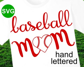 Baseball Mom SVG File with heart shaped baseball to make Baseball shirts and gifts