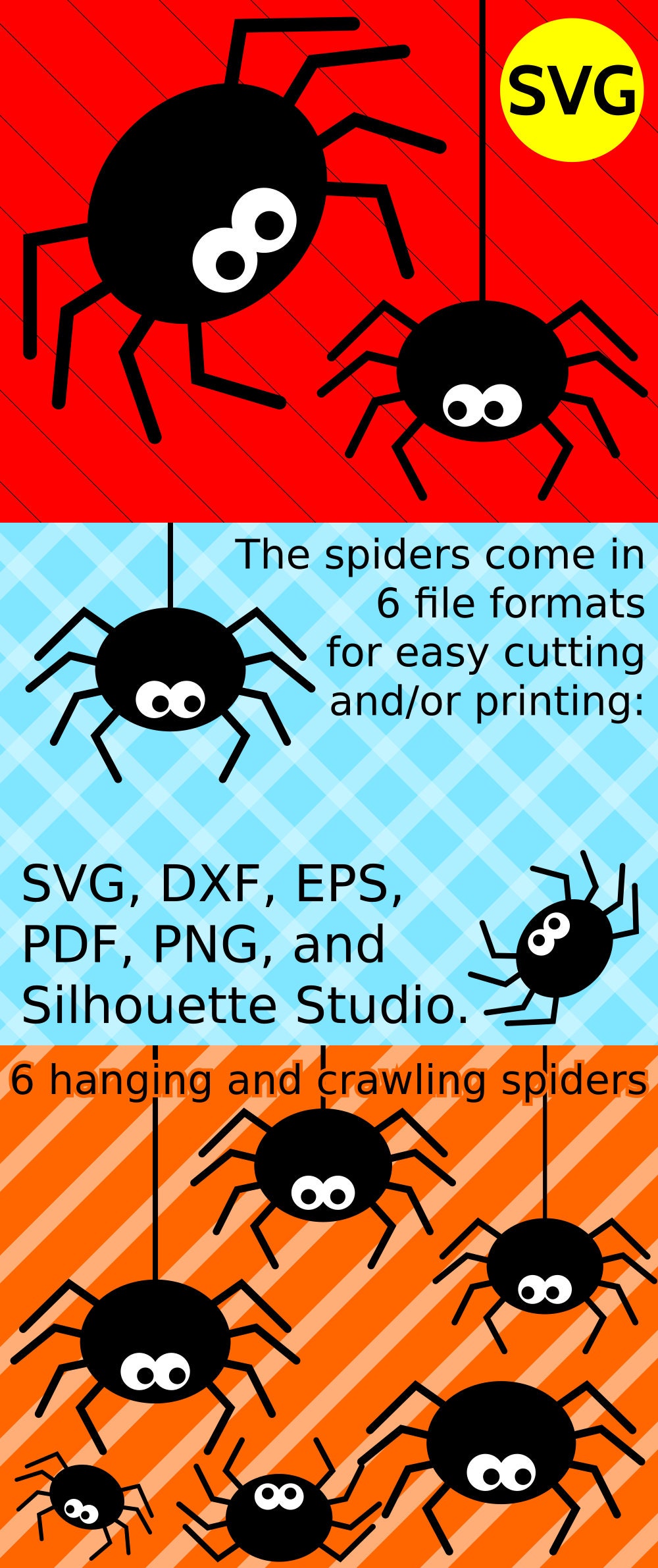 Svg Hanging Spider Svg Cut Files For Cricut Silhouette Halloween Svg Design Spider Clipart Svg Spider Design