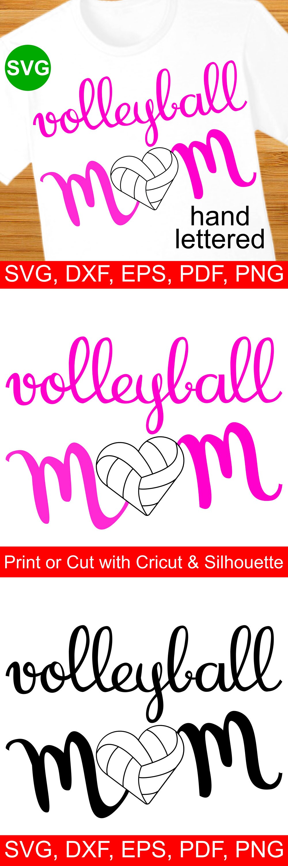 Download Volleyball Mom SVG File and Printable Clipart to make a Volleyball Mom shirt or gift to wear ...