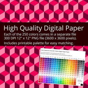 Puede incluir: 250 papeles digitales con un patr&oacute;n sin costuras de cubos 3D coloridos. Cada papel mide 12 pulgadas por 12 pulgadas y 300 DPI. El paquete tambi&eacute;n incluye 4 papeles arco&iacute;ris gratuitos.