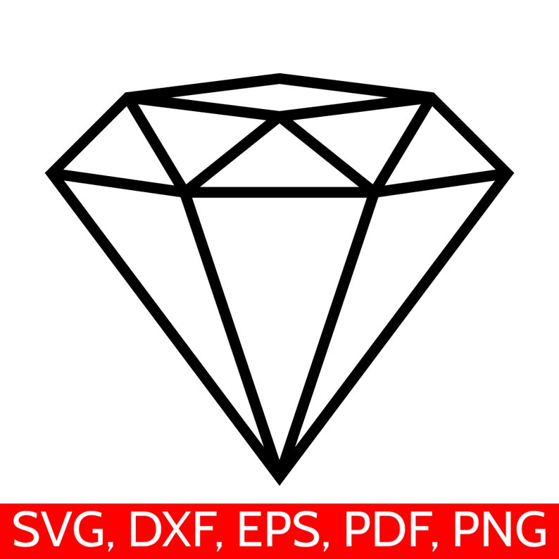 Diamond SVG file for Cricut and Silhouette, Diamond SVG cut file, Diamond outline, Diamond DXF, Diamond Clipart for Engagement Party Invites image 1