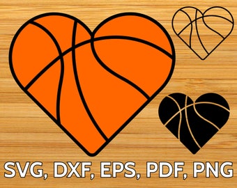 Basketball Heart SVG Cut File for Cricut & Silhouette, Heart shaped Basketball Ball SVG clipart design, Basketball SVG template