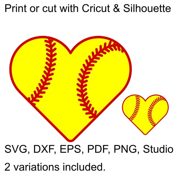 Download Softball Heart Svg File For Cricut Silhouette Heart Etsy