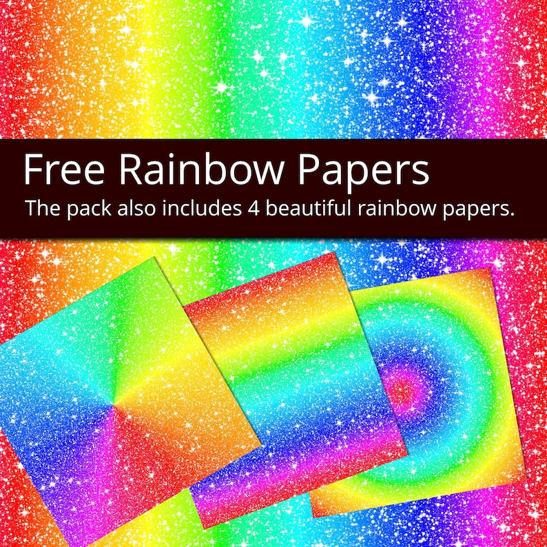 Glitter Digital Paper Pack, 250 Colors Digital Glitter Texture Sparkle Scrapbooking Paper Download, Rainbow Glitter Digital Papers Pack image 6