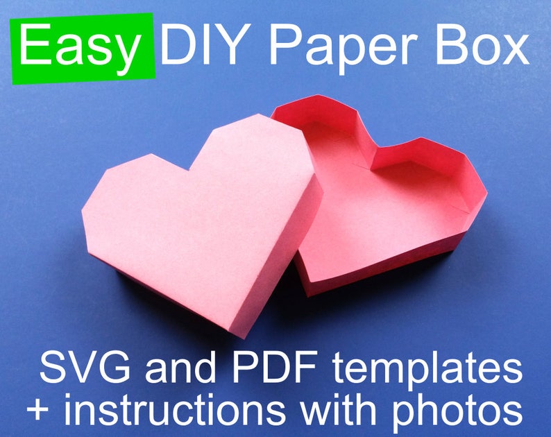 valentines day diy heart paper box template pdf for hand