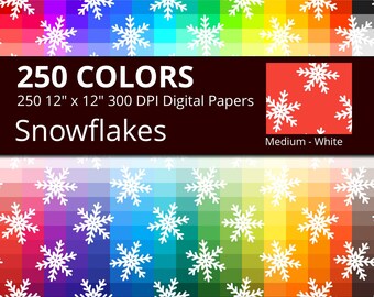 Snowflakes Digital Paper Pack, 250 Colors Snow Flakes Christmas Digital Paper, Winter Digital Papers, Ice Crystal Pattern Rainbow Papers
