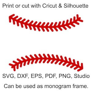 Baseball Stitches SVG Files, Baseball Laces SVG file for Cricut, Baseball Split Monogram Frame SVG files for Silhouette, Baseball Stich svg