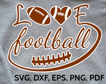 Love Football SVG Design - SVG Football Love cut file for Cricut & Silhouette - Football SVG clipart to make tshirts, caps, cards etc.