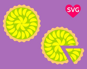 Key Lime Pie SVG Files for Cricut and Silhouette, Whole Lemon Pie and Slice of Key Lime Pie printable clipart and cut files