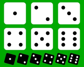 Set of 12 assorted dice SVG files, black on white and white on black dices to make cards, shirts and gifts for gamblers and players