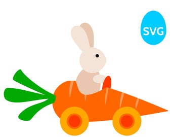 Easter Bunny driving a Carrot Car SVG file for Cricut & Silhouette